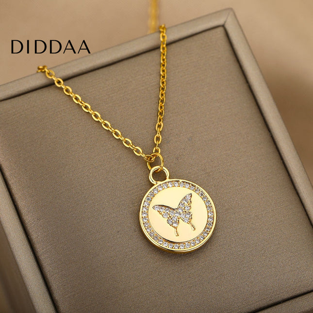 Allie Pendant Necklace | Gold Zirconia Butterfly - Necklaces
