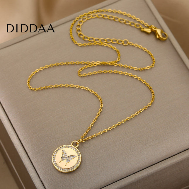 Allie Pendant Necklace | Gold Zirconia Butterfly - Necklaces