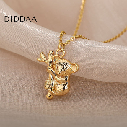 Koala Pendant Necklace | Gold Silver Animal Chain - Necklaces