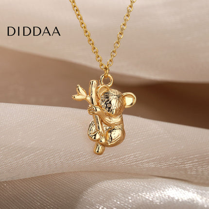 Koala Pendant Necklace | Gold Silver Animal Chain - Necklaces