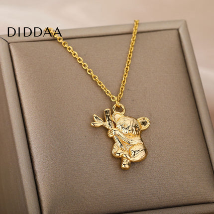 Koala Pendant Necklace | Gold Silver Animal Chain - Necklaces