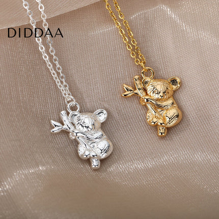 Koala Pendant Necklace | Gold Silver Animal Chain - Silver - Necklaces