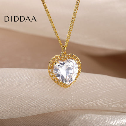 Visage Pendant Necklace | Gold Small Stone Zirconia Chain - Necklaces