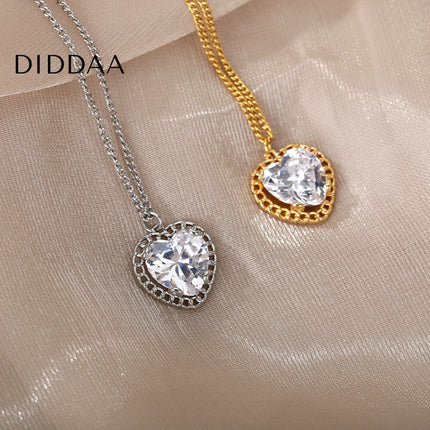 Visage Pendant Necklace | Gold Small Stone Zirconia Chain - Silver - Necklaces