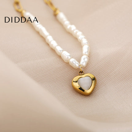 Pristine Pendant Necklace | Gold Pearl Cute Love Heart Chain - Gold - Necklaces
