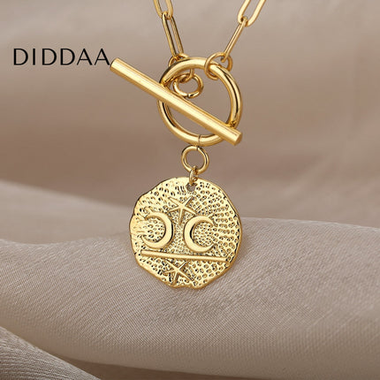 Parle Necklace | Gold Moon & Stars Chain - Necklaces