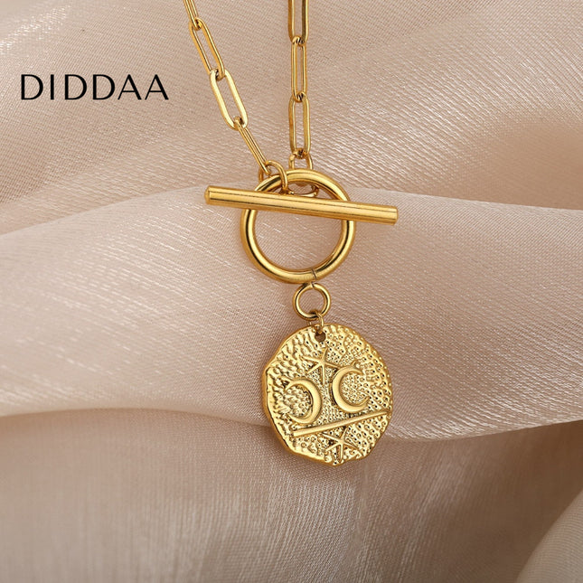 Parle Necklace | Gold Moon & Stars Chain - Necklaces