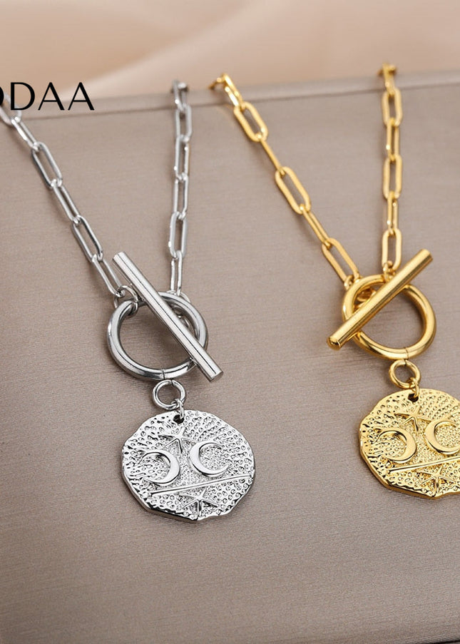 Parle Necklace | Gold Moon & Stars Chain - Silver - Necklaces