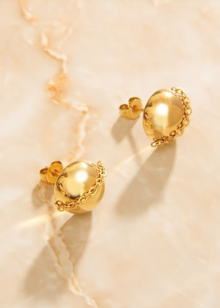 Bonne Earrings | Gold Simple Studs Ball Earrings - Gold - Earrings