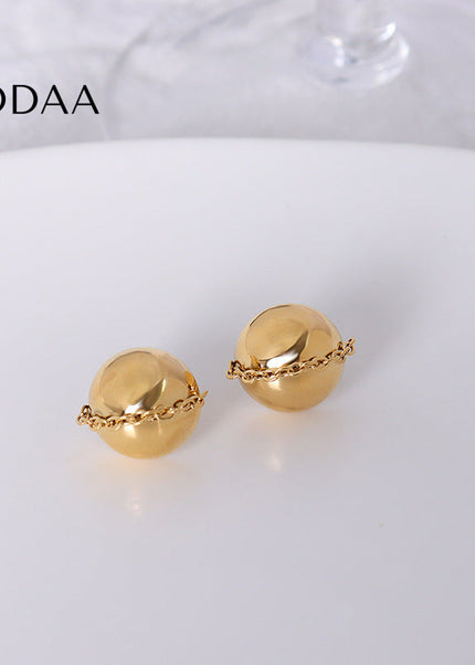 Bonne Earrings | Gold Simple Studs Ball Earrings - Gold - Earrings