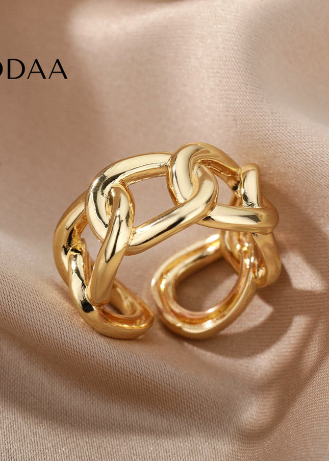Lovelo Ring | Gold Chain Link Statement Ring - Adjustable / Gold - Rings