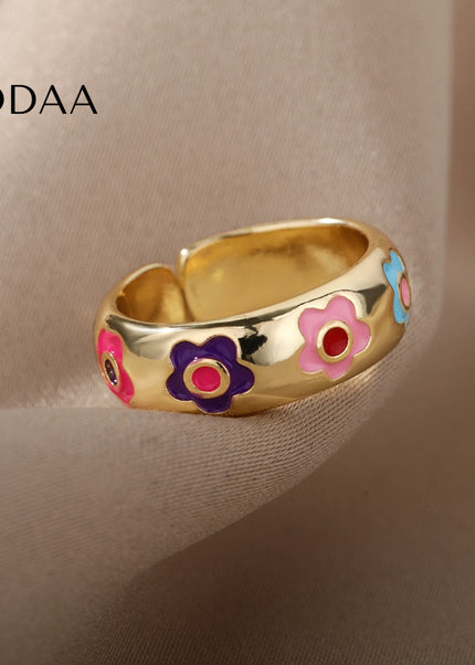 Pollen Ring | Gold Colorful Flower Ring - Adjustable / Gold - Rings