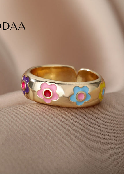 Pollen Ring | Gold Colorful Flower Ring - Adjustable / Gold - Rings