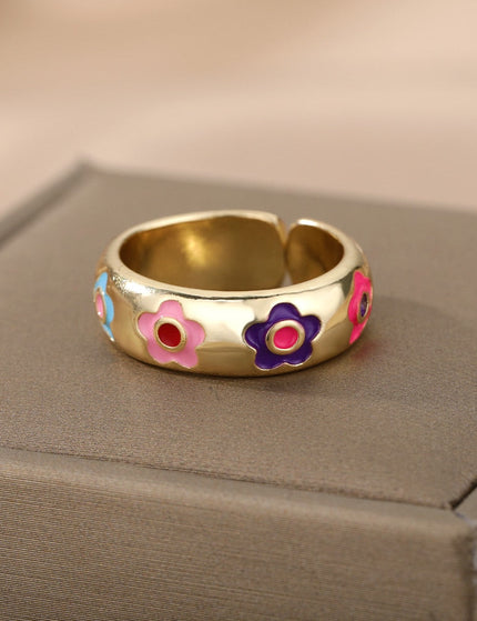 Pollen Ring | Gold Colorful Flower Ring - Adjustable / Gold - Rings