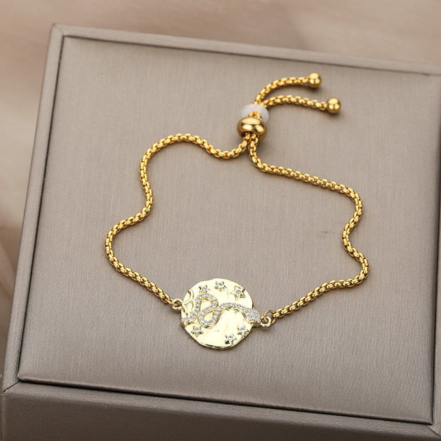 Mamane Bracelet | Gold Zirconia Snake Animal Jewelry Bracelet - Gold - Bracelets