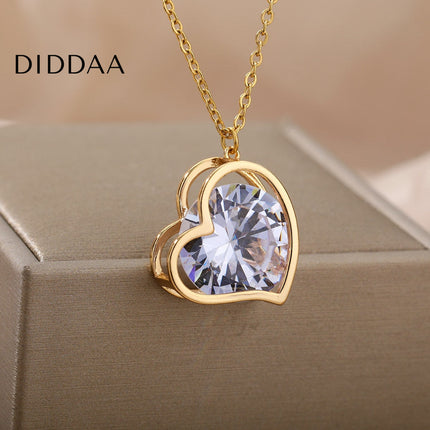 Chante Pendant Necklace | Gold Silver Love Heart Zirconia Chain - Necklaces