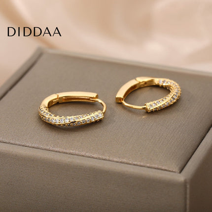 Celeste Earrings | Gold Silver Zirconia Cute Hoop Earrings - Earrings