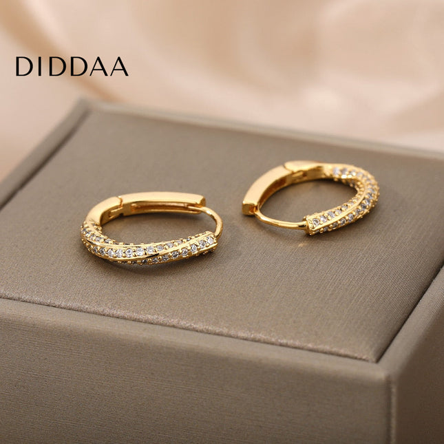 Celeste Earrings | Gold Silver Zirconia Cute Hoop Earrings - Earrings