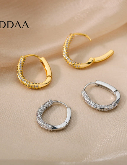 Celeste Earrings | Gold Silver Zirconia Cute Hoop Earrings - Silver - Earrings