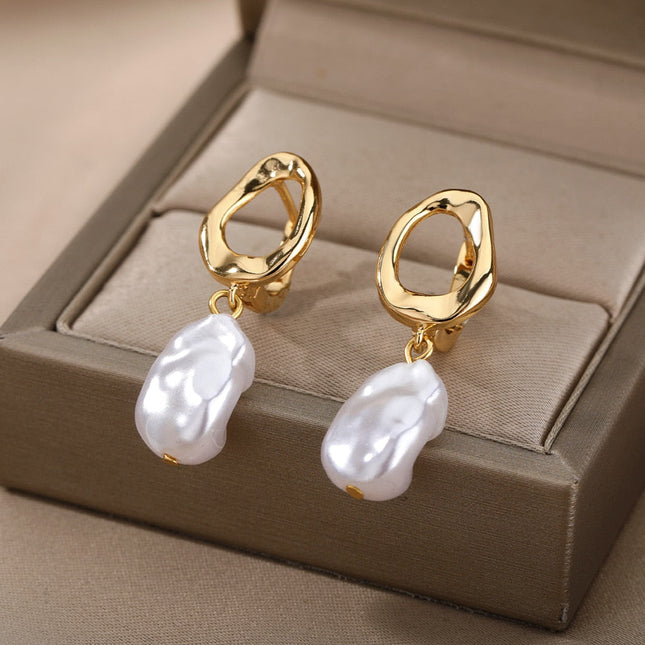 Pearlly Earrings | Gold Pearl Drop Earrings - Gold - Earrings