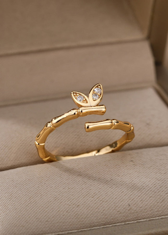Oakleigh Ring | Gold Zirconia Wings Fine Ring - Adjustable / Gold - Rings