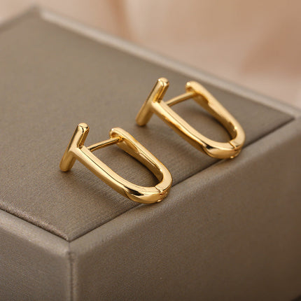 House of Shakespeare Gold 14K Gold Plated Earrings Arch Earrings | Gold Silver Simple Cute Hoop Earrings