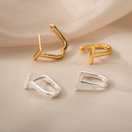 House of Shakespeare Silver 14K Gold Plated Earrings Arch Earrings | Gold Silver Simple Cute Hoop Earrings