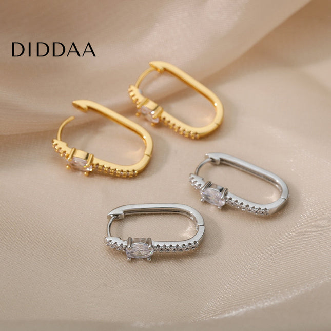 Liberte Earrings | Gold Silver Zirconia Stone Hoop Earrings - Silver - Earrings