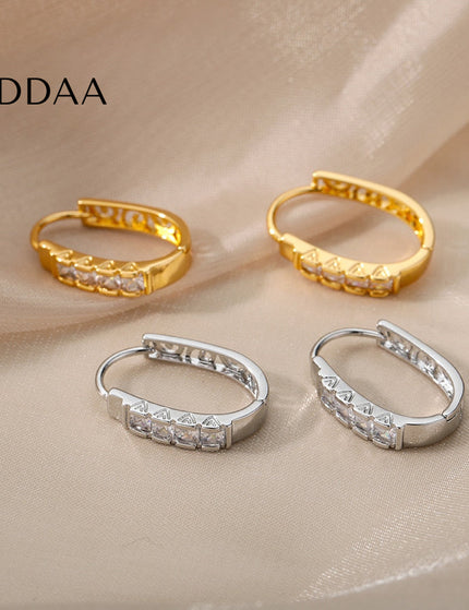 Siloir Earrings | Gold Zirconia Hoop Earrings - Silver - Earrings