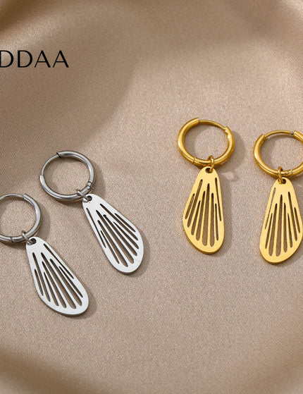 Sudan Earrings | Gold Simple Hoop Drop Earrings - Silver - Earrings