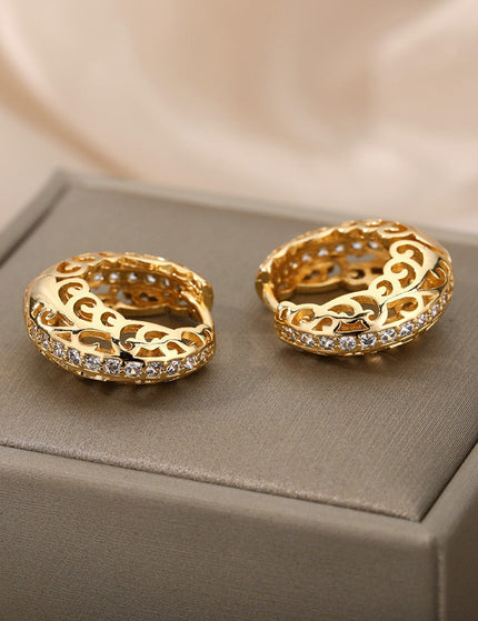 Loutine Earrings | Gold Luxury Statement Hoop Earrings - Gold - Earrings