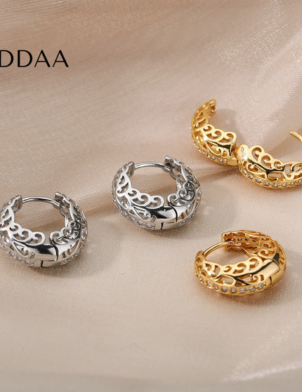 Loutine Earrings | Gold Luxury Statement Hoop Earrings - Silver - Earrings