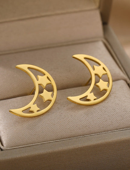 Adeline Earrings | Gold Half Moon Stud Earrings - Gold - Earrings