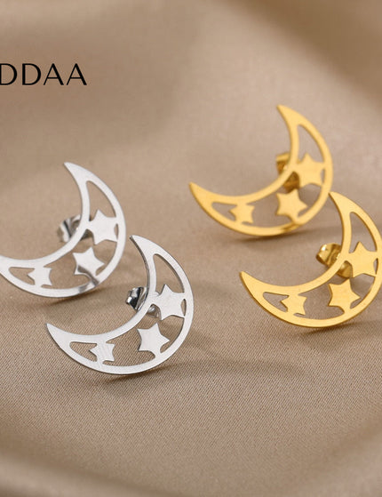 Adeline Earrings | Gold Half Moon Stud Earrings - Silver - Earrings
