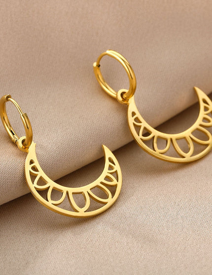 Grandeur Earrings | Gold Half Moon Hoop Earrings - Gold - Earrings