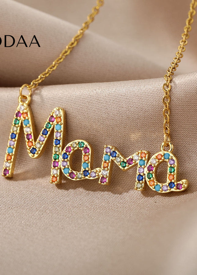 Viennent Pendant Necklace | Gold Mama Colorful Chain - Gold - Necklaces