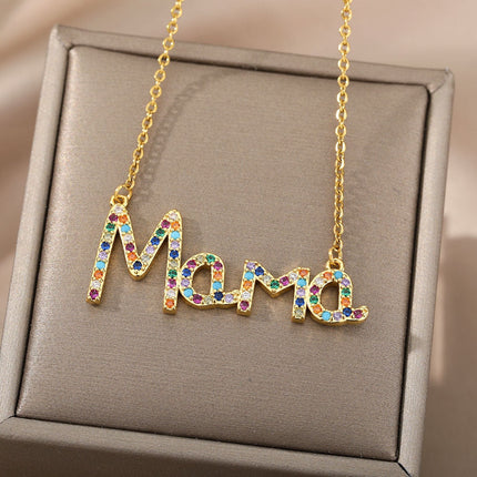 Viennent Pendant Necklace | Gold Mama Colorful Chain - Gold - Necklaces