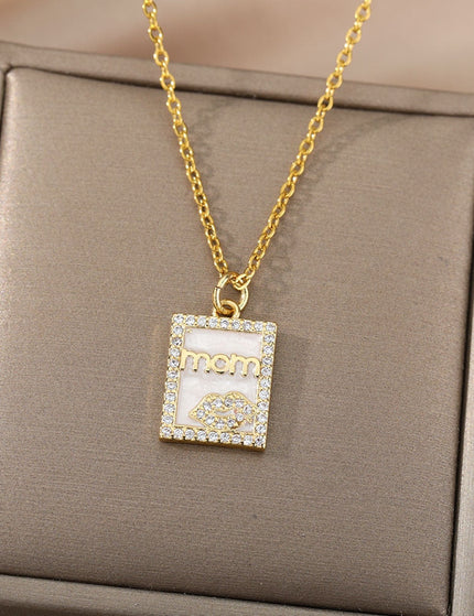 Garde Pendant Necklace | Gold Mom Zirconia Square Chain - Gold - Necklaces
