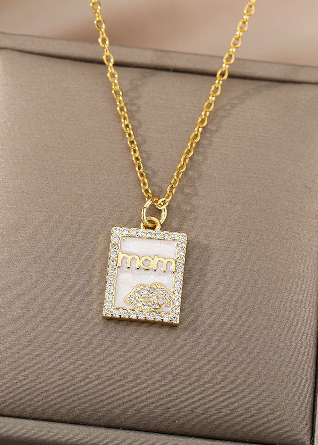 Garde Pendant Necklace | Gold Mom Zirconia Square Chain - Gold - Necklaces