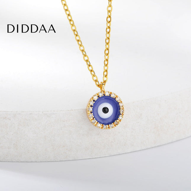 Ballet Pendant Necklace | Gold Zirconia Evil Eye Chain - Necklaces