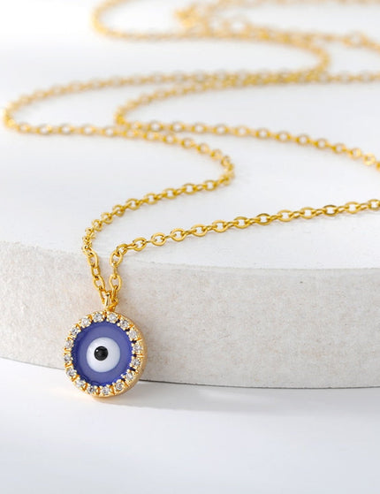 Ballet Pendant Necklace | Gold Zirconia Evil Eye Chain - Gold - Necklaces