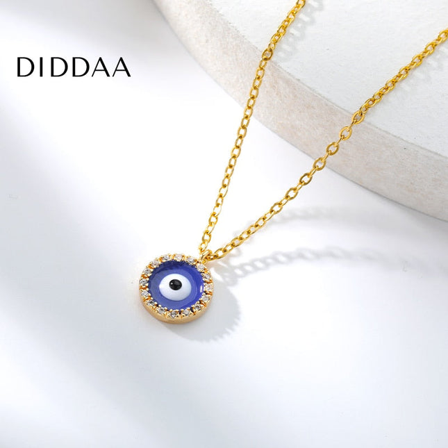 Ballet Pendant Necklace | Gold Zirconia Evil Eye Chain - Necklaces