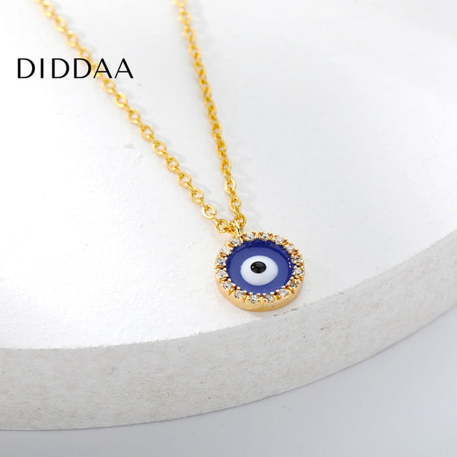 Ballet Pendant Necklace | Gold Zirconia Evil Eye Chain - Necklaces