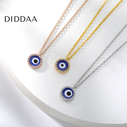 Ballet Pendant Necklace | Gold Zirconia Evil Eye Chain - Necklaces
