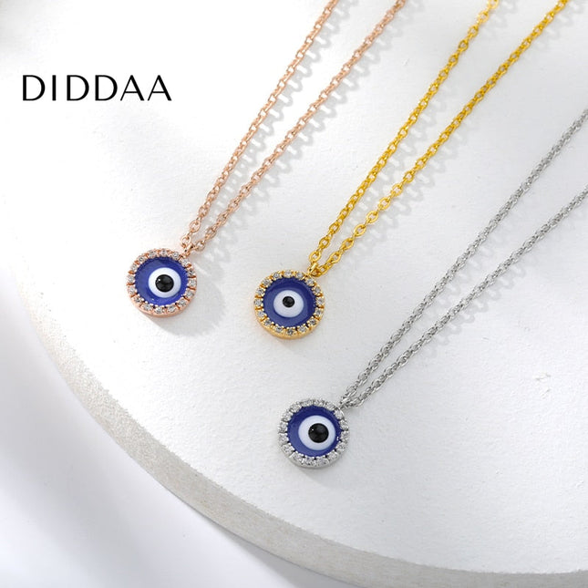 Ballet Pendant Necklace | Gold Zirconia Evil Eye Chain - Necklaces