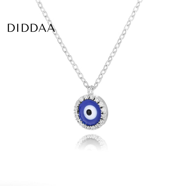 Ballet Pendant Necklace | Gold Zirconia Evil Eye Chain - Silver - Necklaces