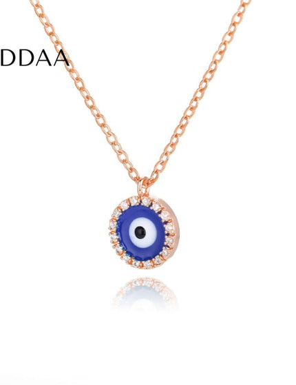 Ballet Pendant Necklace | Gold Zirconia Evil Eye Chain - Rose - Necklaces
