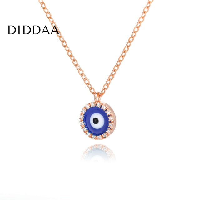 Ballet Pendant Necklace | Gold Zirconia Evil Eye Chain - Rose - Necklaces