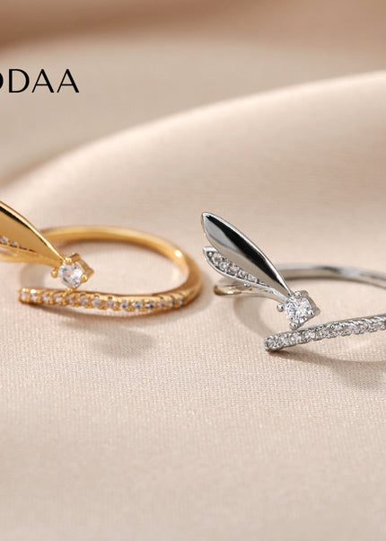 Caria Ring | Gold Zirconia Wings Fine Ring - Adjustable / Silver - Rings