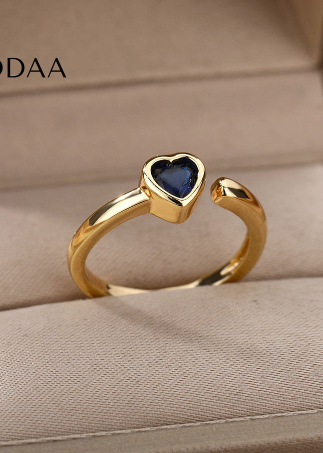 Doppler Ring | Gold Red Heard Cocktail Ring - Adjustable / Black - Rings